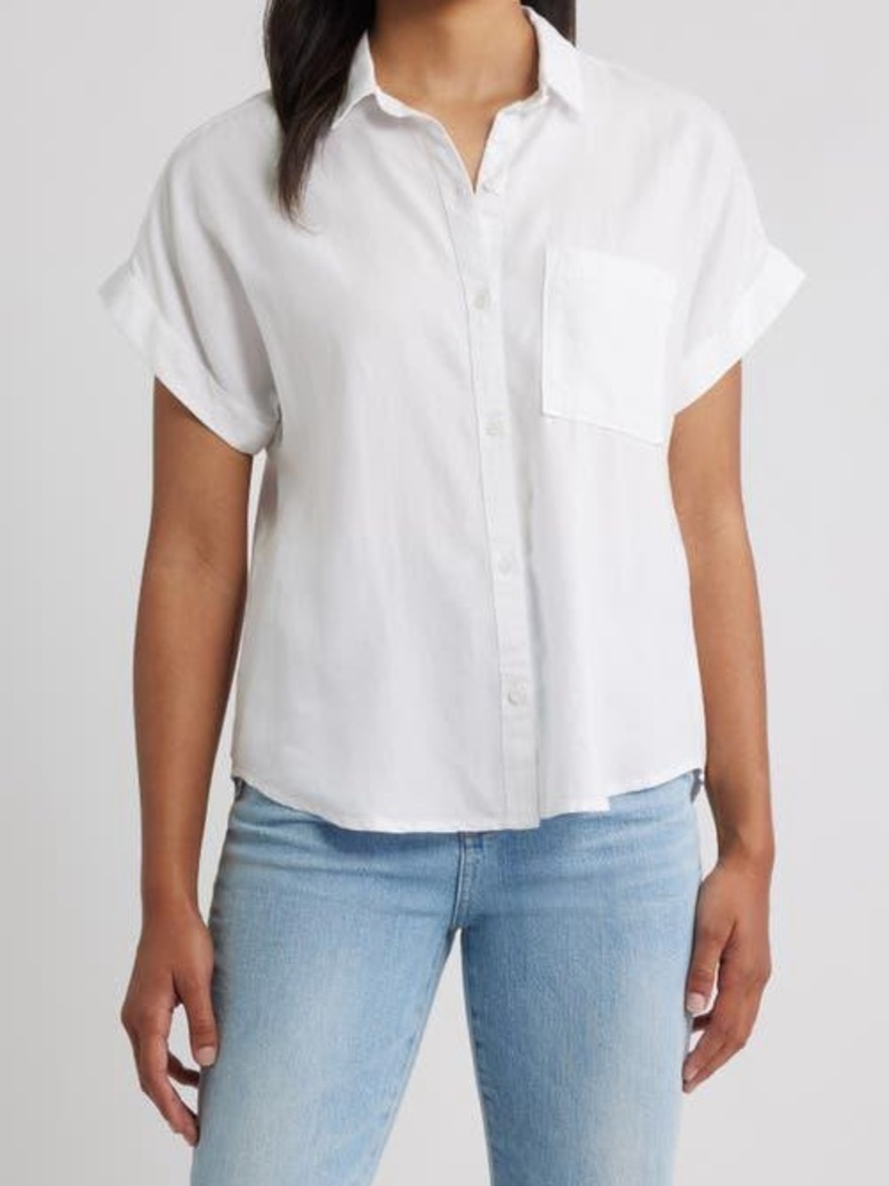 Bella Dahl White Short-Sleeve Button-Down Shirt